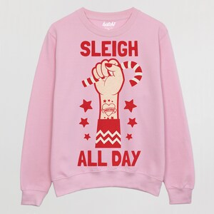 Sleigh All Day Women's Christmas Jumper Pink