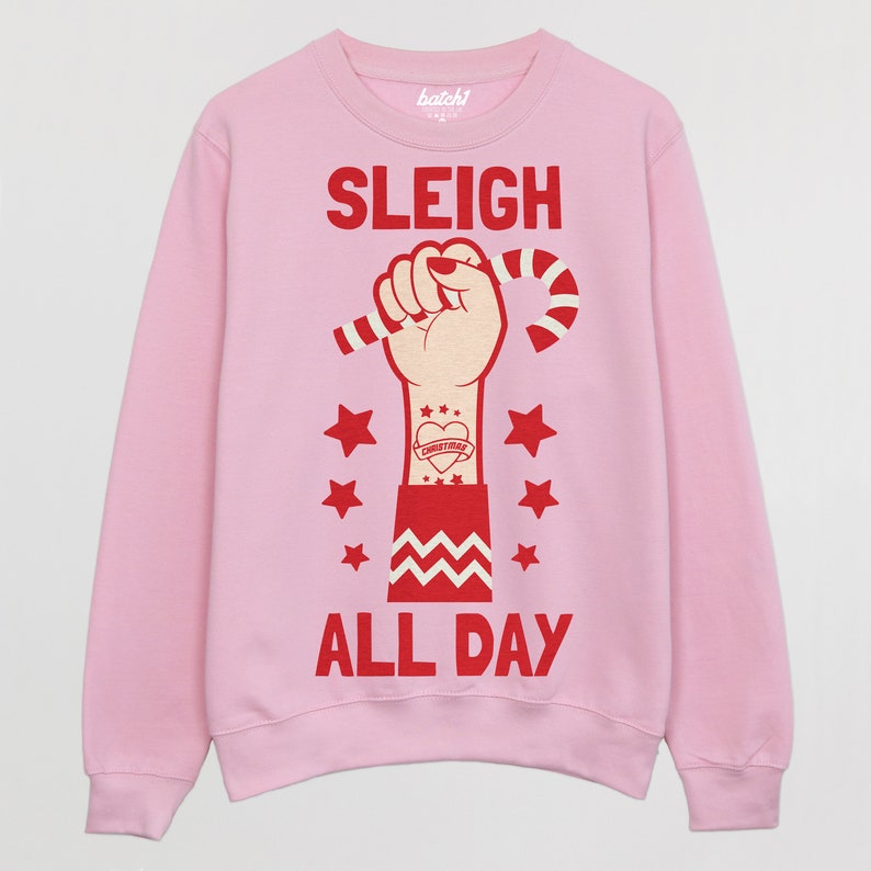 Sleigh All Day Women's Christmas Jumper Pink