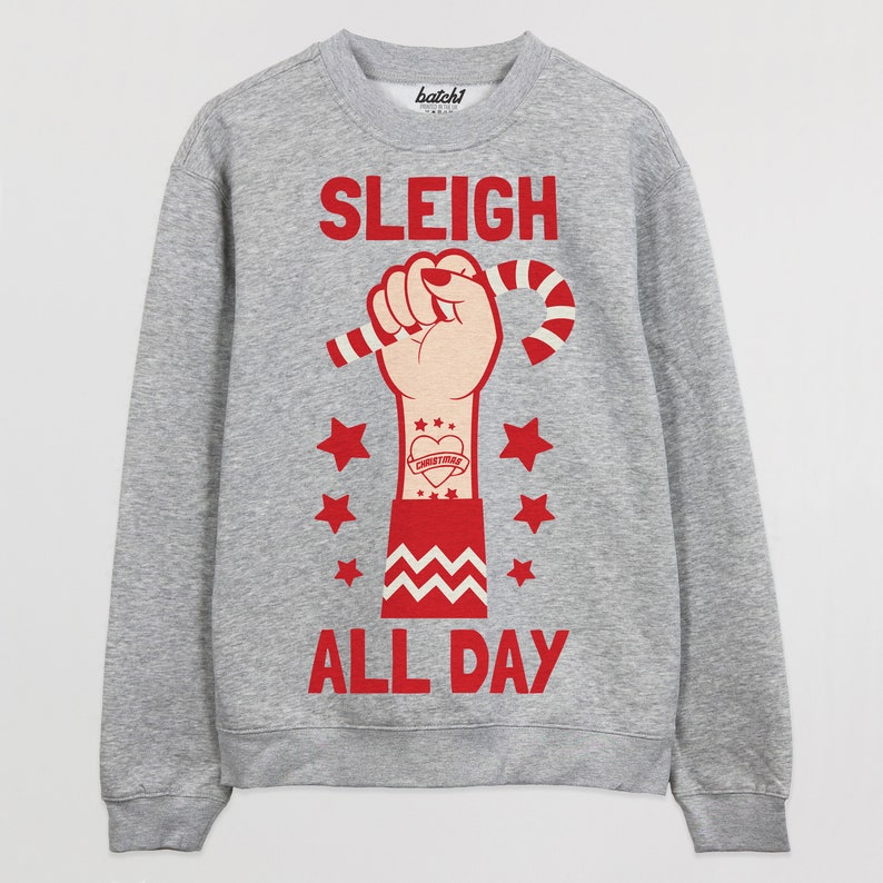 Sleigh All Day Women's Christmas Jumper Grey