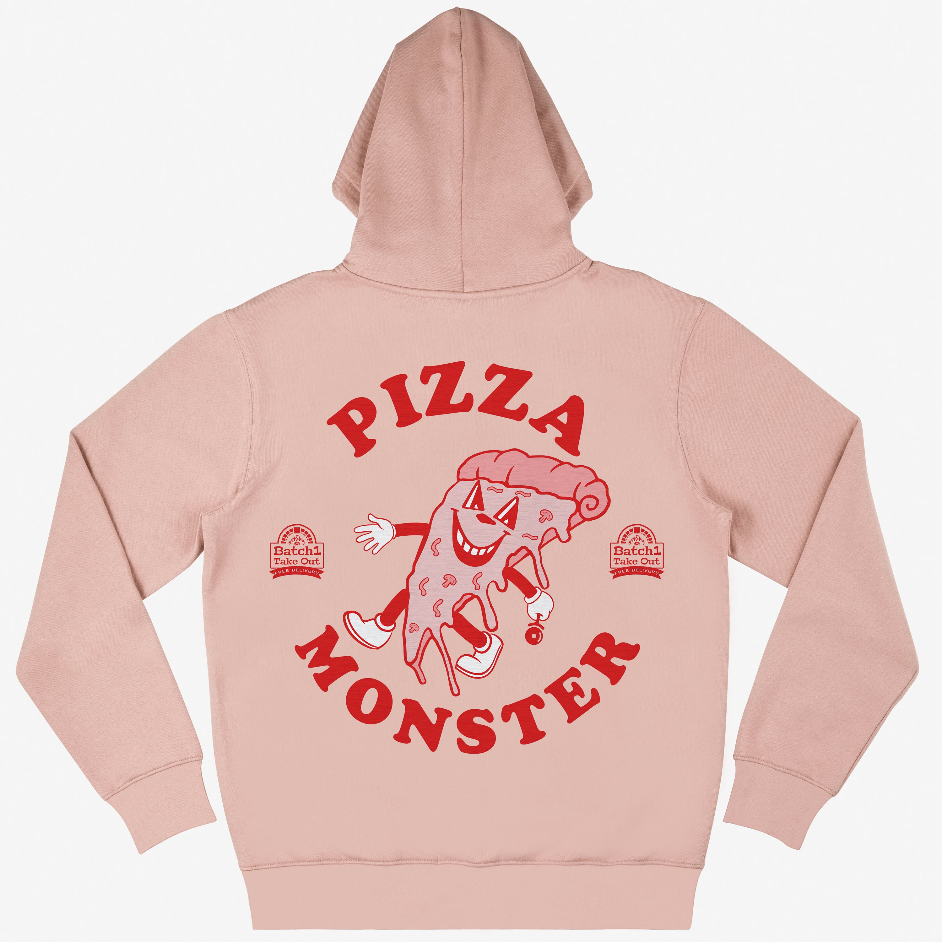 Pizza Monster Unisex Vintage Style Graphic Hoodie in Peach - Etsy