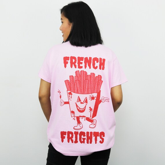 French Frights Vrouwen Rug Print T Shirt Etsy Nederland
