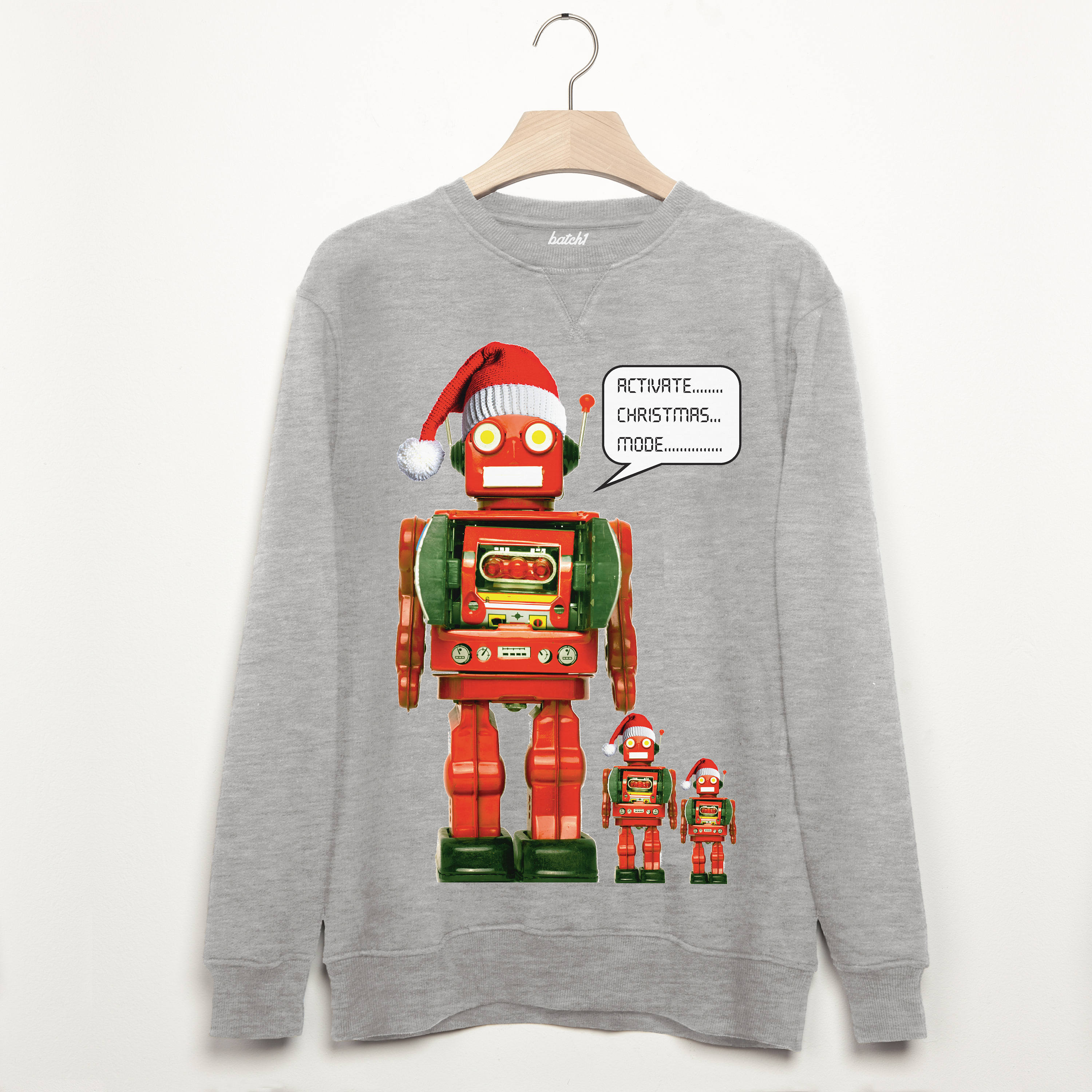 Image of Activate Christmas Mode Robot Men's Sweatshirt