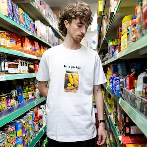 In A Pickle Unisex Slogan T-Shirt in White