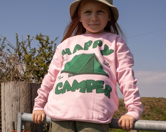 Happy Camper Girls' Camping Slogan Sweatshirt