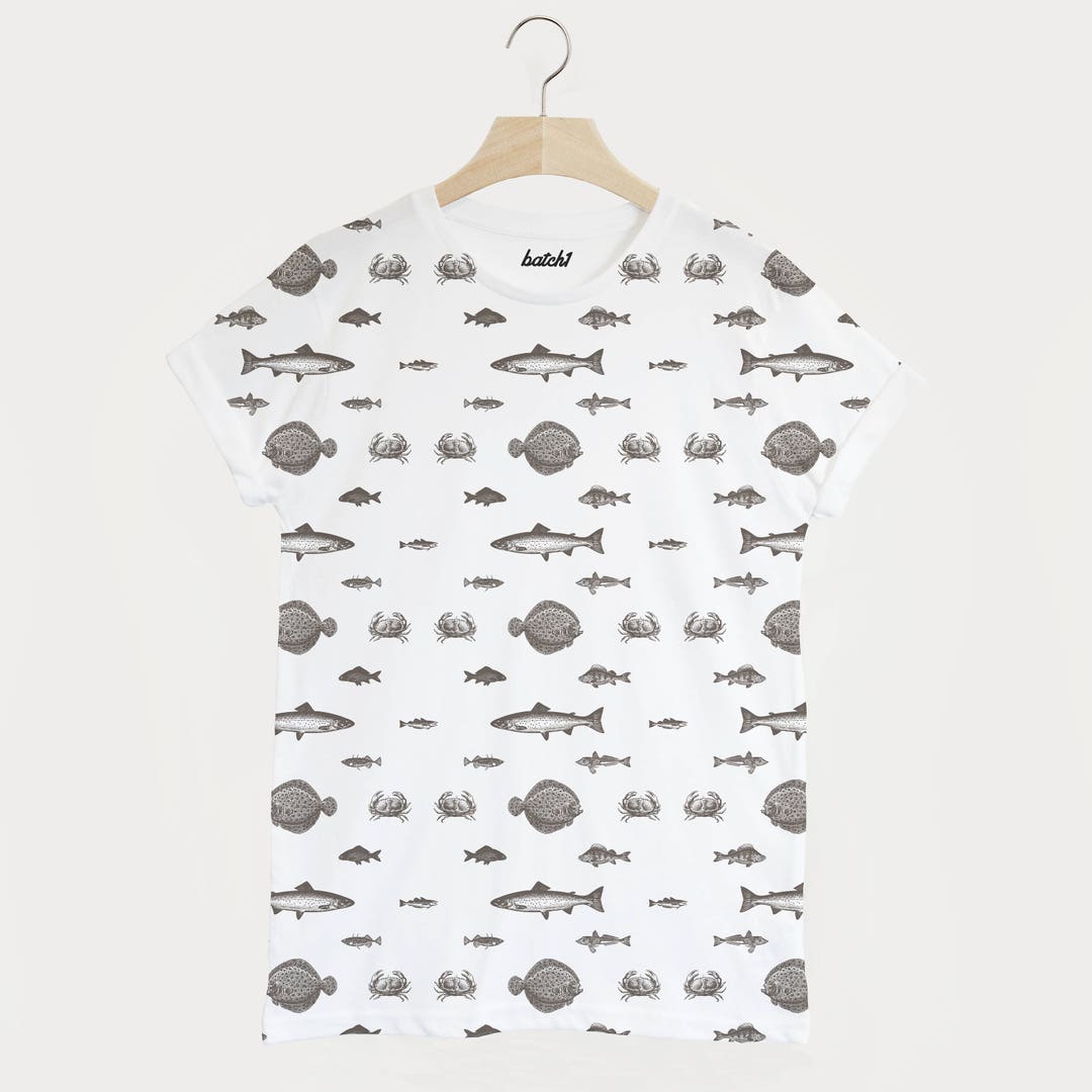 men's shirt with fish pattern