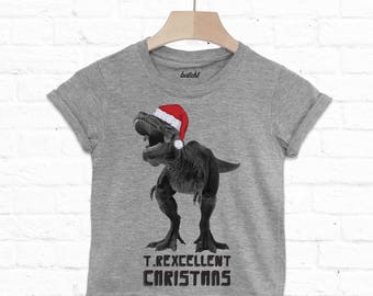T Rexcellent Kids Novelty Christmas Dinosaur T Shirt