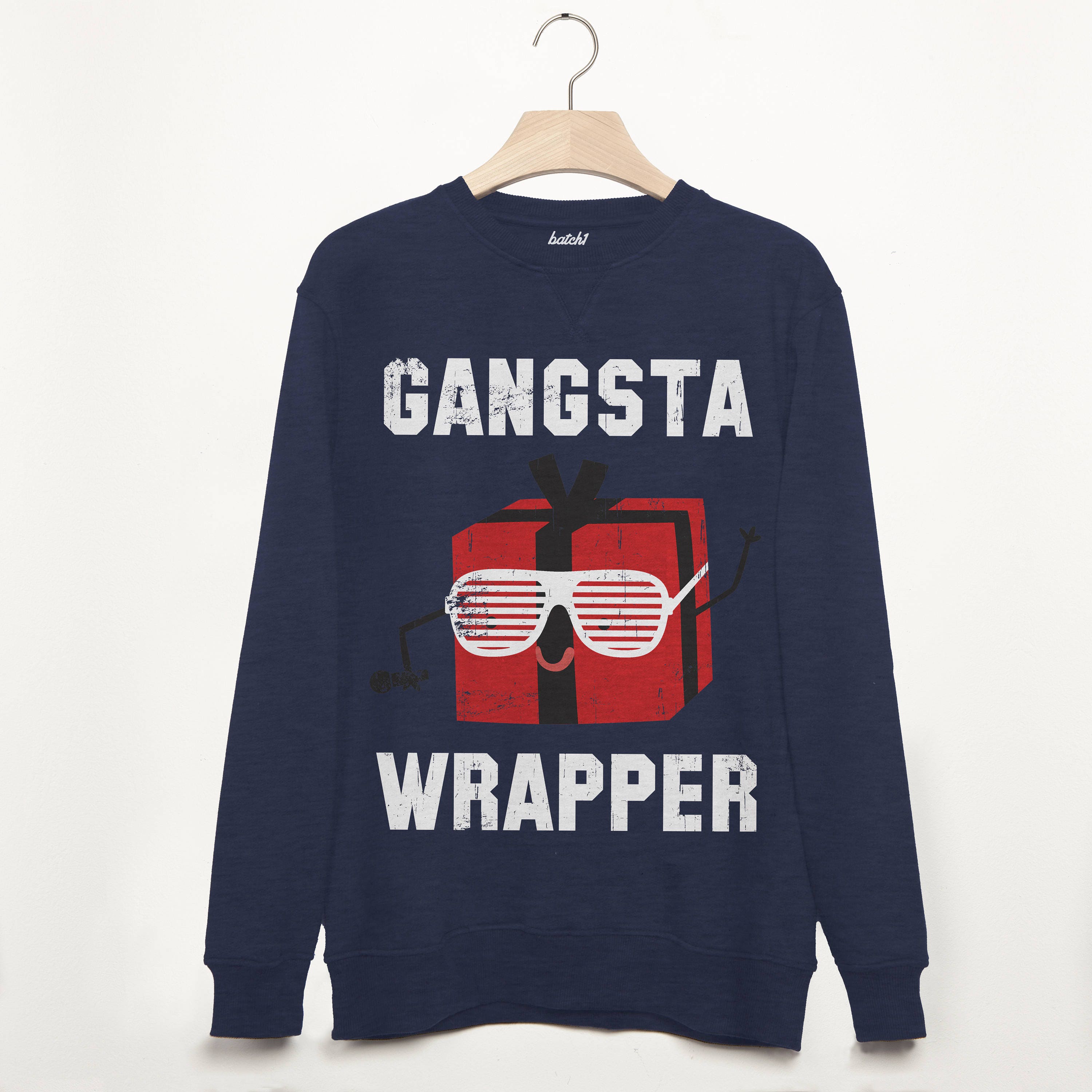 Image of Gangsta Wrapper Men's Christmas Slogan Sweatshirt