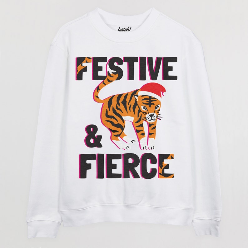 Festive and Fierce Women's Christmas Jumper White