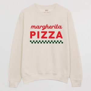 Margherita Pizza Unsiex Slogan Sweatshirt in Vanilla