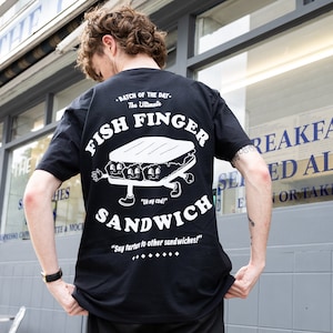 Fish Finger Sandwich Unisex Graphic T-Shirt in Black