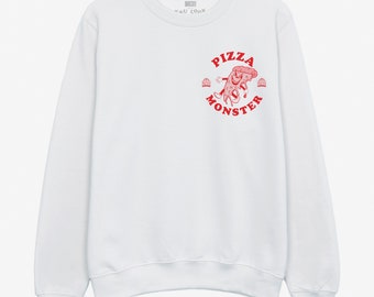 Pizza Monster Men's Back Print Sweatshirt