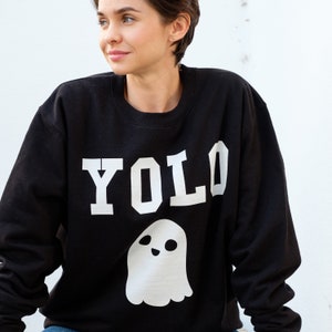 You Only Live Once Ghost Womens Halloween Sweatshirt image 2