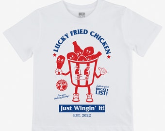 T-shirt pour enfants Lucky Fried Chicken White Cotton