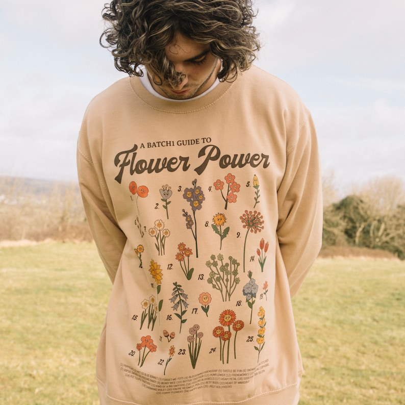 Flower Power Flower Guide Sweatshirt in Sand Etsy UK