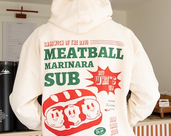 Meatball Marinara Sub Unisex Graphic Hoodie In Vanilla