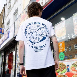 Spread Your Wings Unisex Fried Chicken Graphic T-Shirt in White image 3