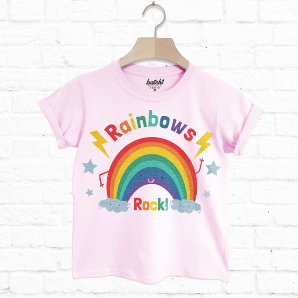 Rock arc-en-ciel ! T-shirt à slogan pour enfants