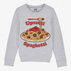 Moletom com slogan infantil Upsetti Spaghetti em cinza