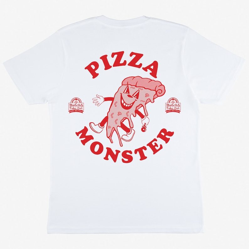 Pizza Monster Women's Back Print T Shirt image 6