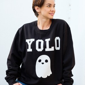 You Only Live Once Ghost Womens Halloween Sweatshirt image 4
