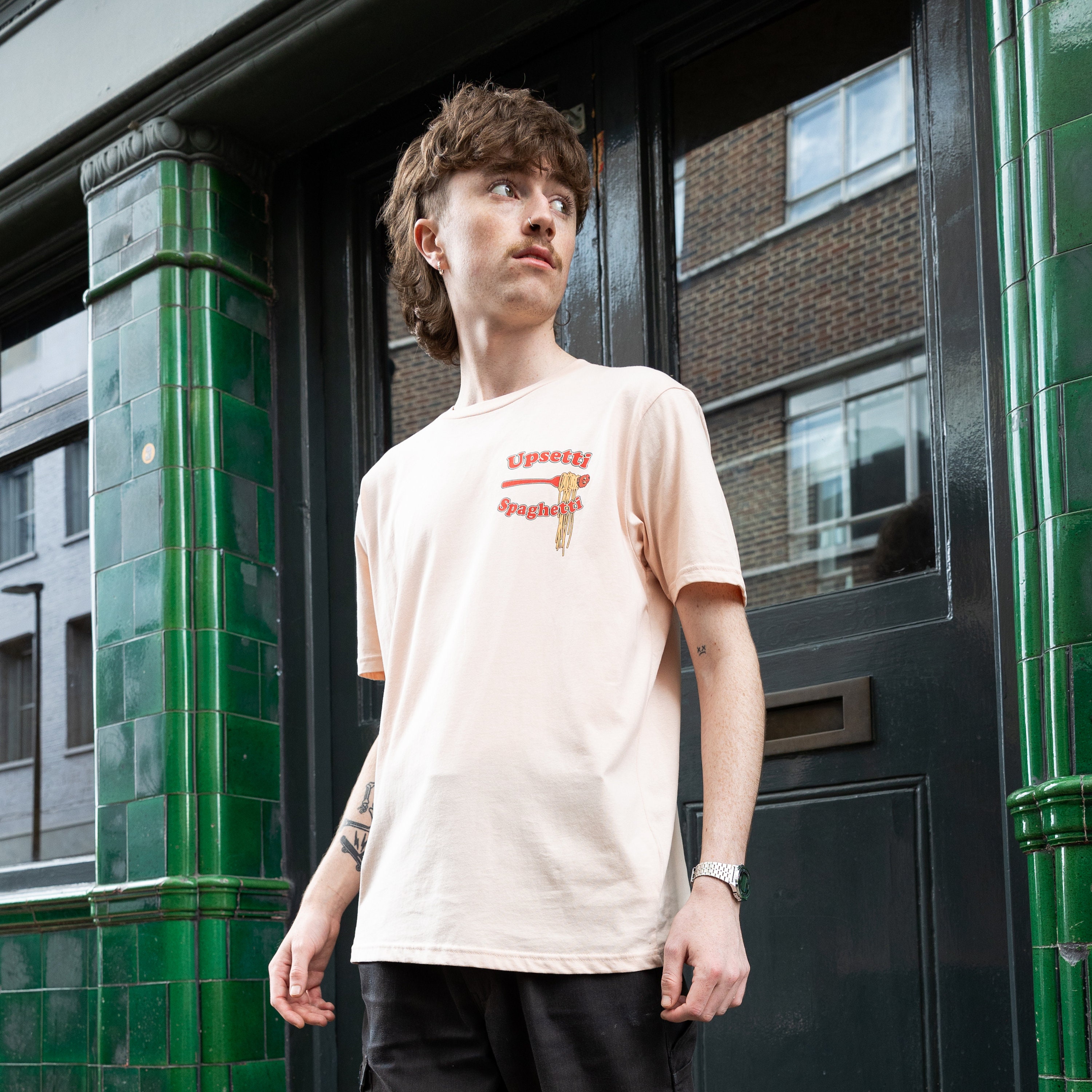 Upsetti Spaghetti Unisex Graphic T-shirt in Peach - Etsy