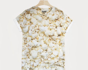 Popcorn All Over Photo Print Unisex Movie Snacks Food Fashion T-Shirt