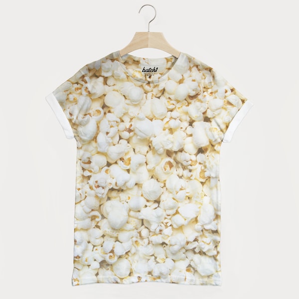 Popcorn All Over Fotodruck Unisex Movie Snacks Food Fashion T-Shirt