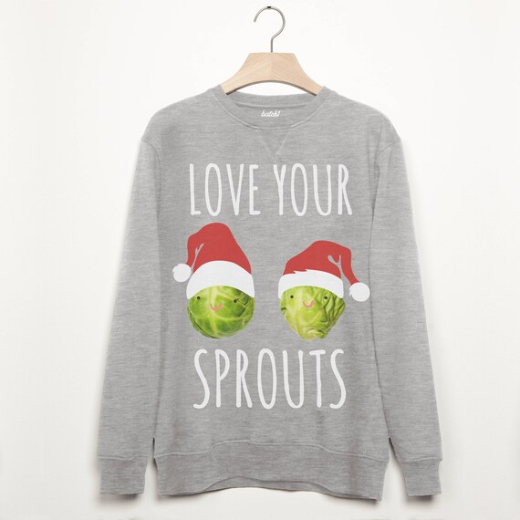 Love Your Sprouts Men s Christmas Sweatshirt Jumper Etsy Canada