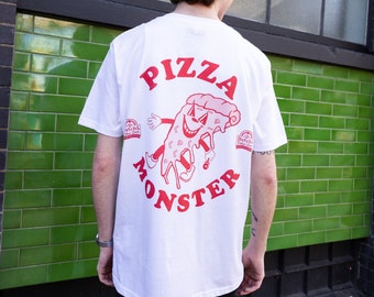 Pizza Monster Men's Back Print T Shirt