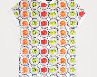 Sushi All Over Photo Print Camiseta de moda de comida unisex