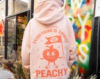Everything is Peachy Vintage Style Graphic Hoodie in Peach - Etsy