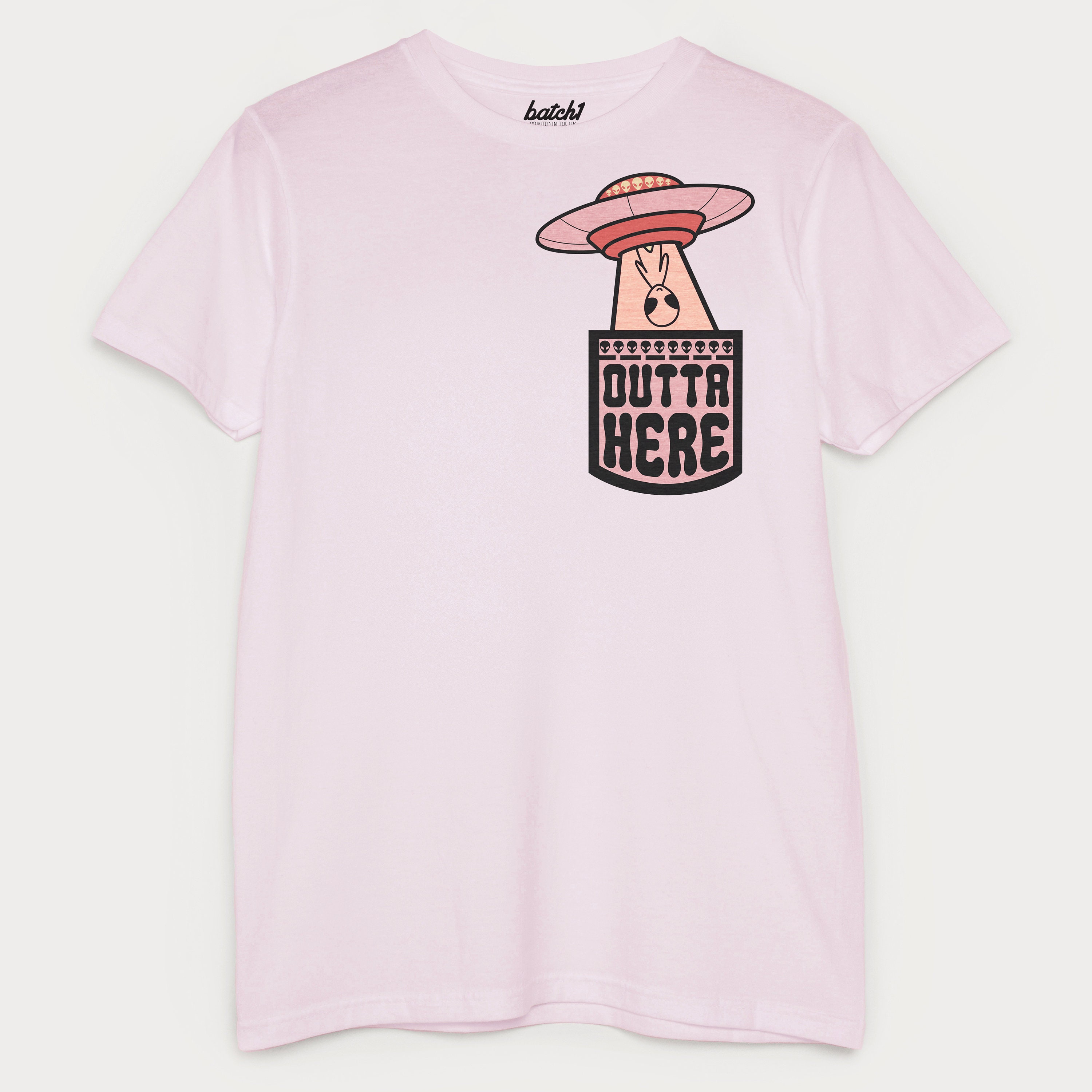 Image of Outta Here Men's Pocket Print Slogan T-Shirt