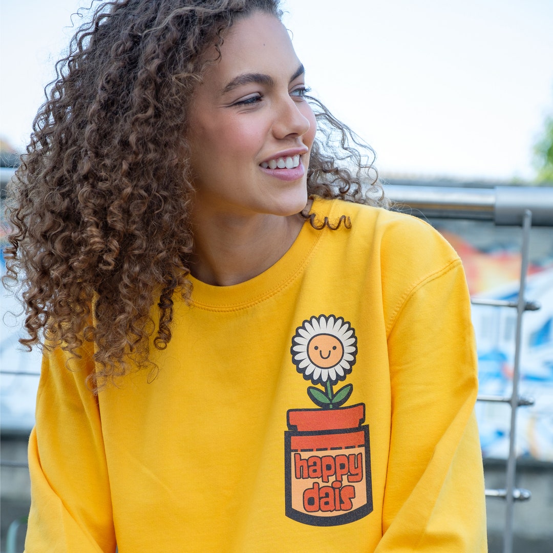 Happy Dais Women s Pocket Print Slogan Sweatshirt Etsy