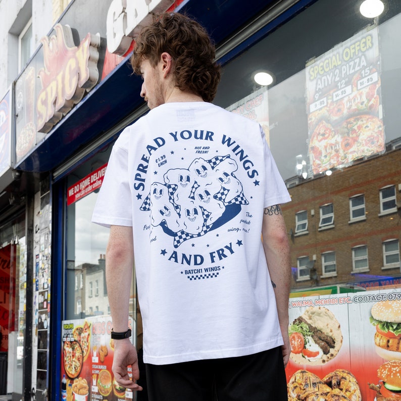 Spread Your Wings Unisex Fried Chicken Graphic T-Shirt in White image 5