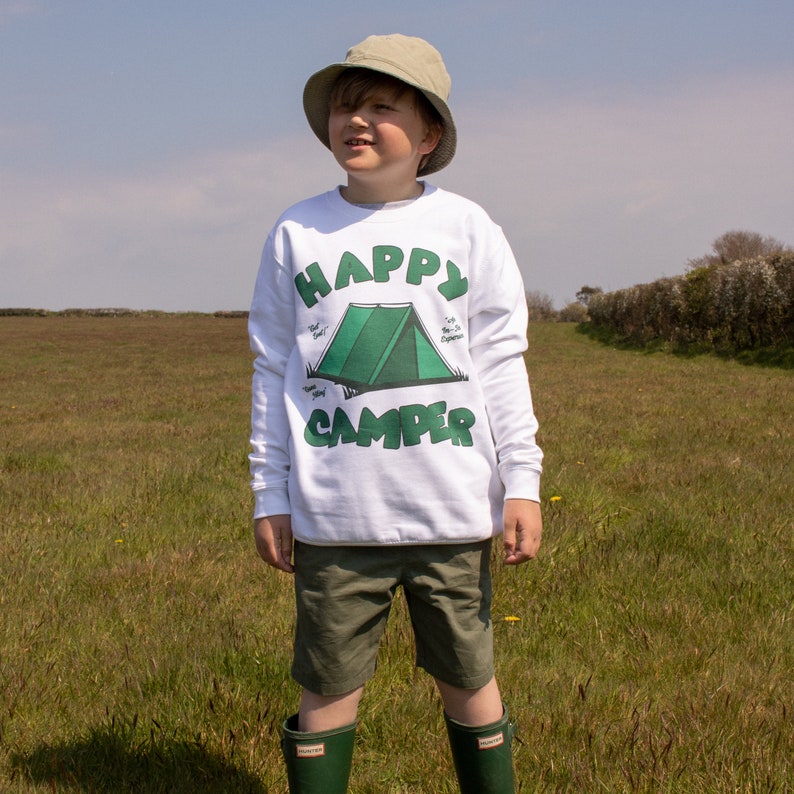 Happy Camper Boys' Camping Slogan Sweatshirt image 2