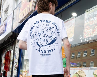 Spread Your Wings Unisex Fried Chicken Graphic T-Shirt in White