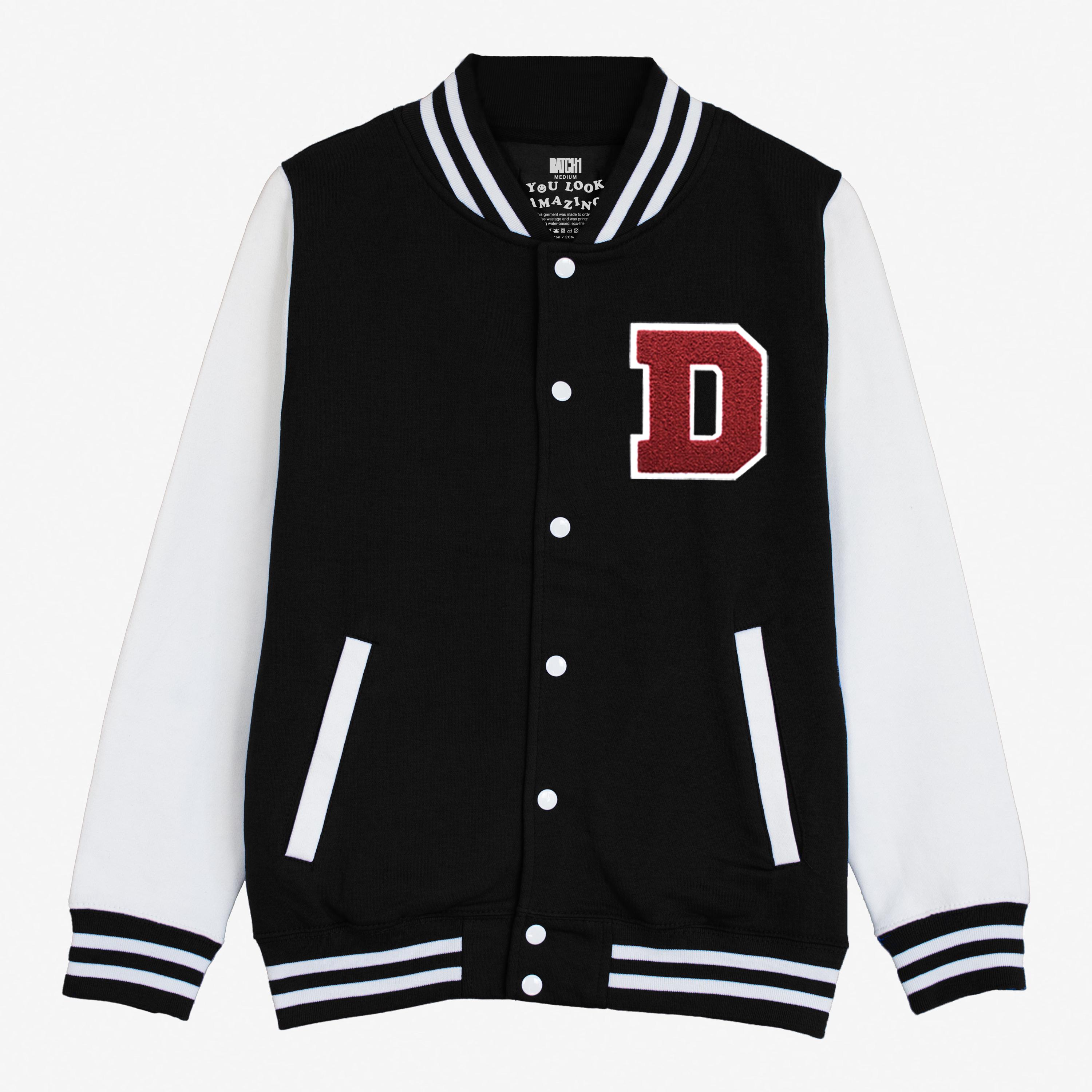 Varsity Baseball Jacket Unisex Personalised With US College Letter 