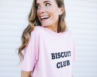 Biscuit Club Women’s Slogan T-Shirt in Pastel Pink