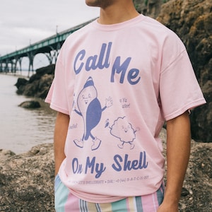 Call Me On My Shell Men&#39;s Staycation Slogan T-Shirt