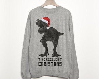 T Rexcellent Women's Christmas Dinosaur Sweatshirt