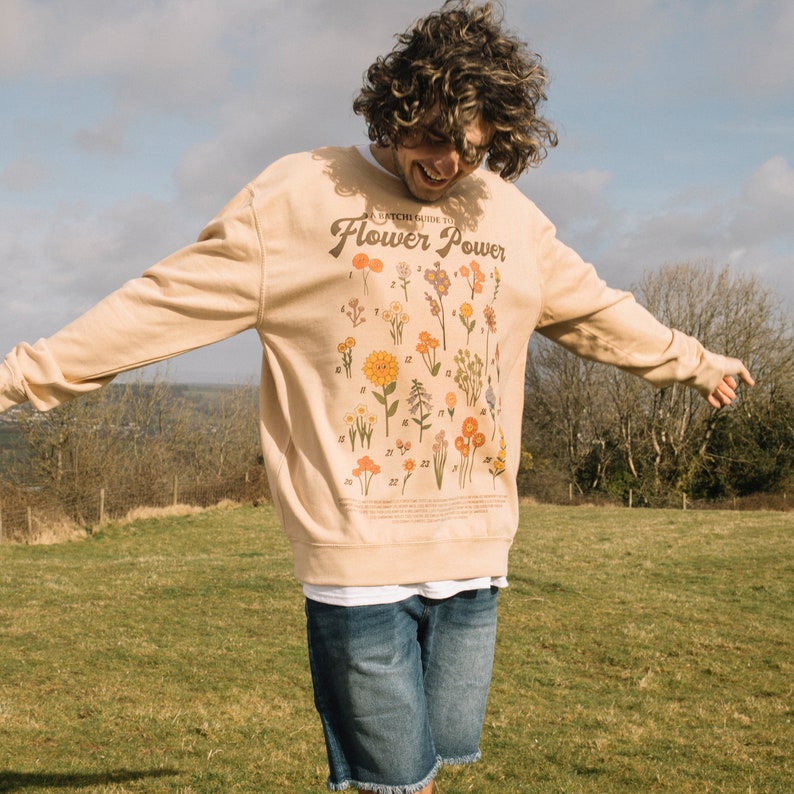 Flower Power Flower Guide Sweatshirt in Sand Etsy UK