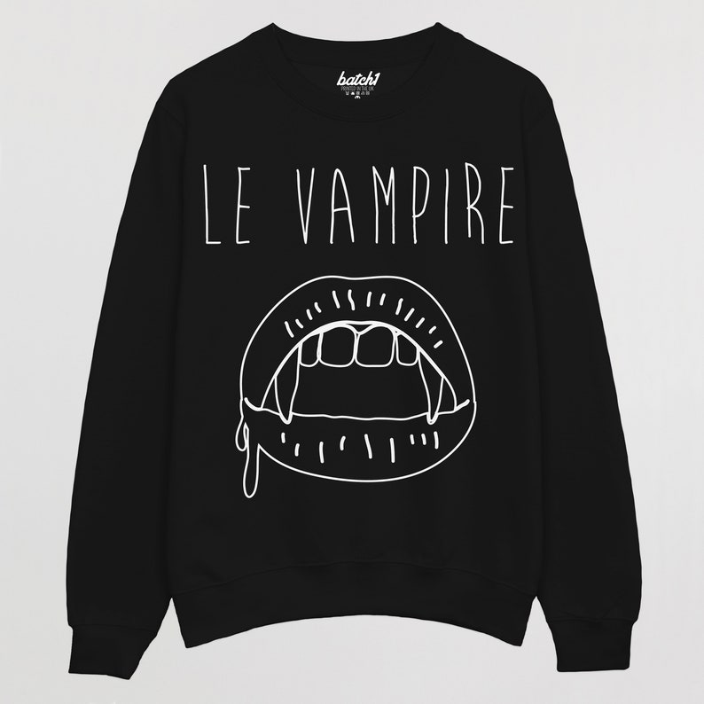 Le Vampire Womens Slogan Sweatshirt Black
