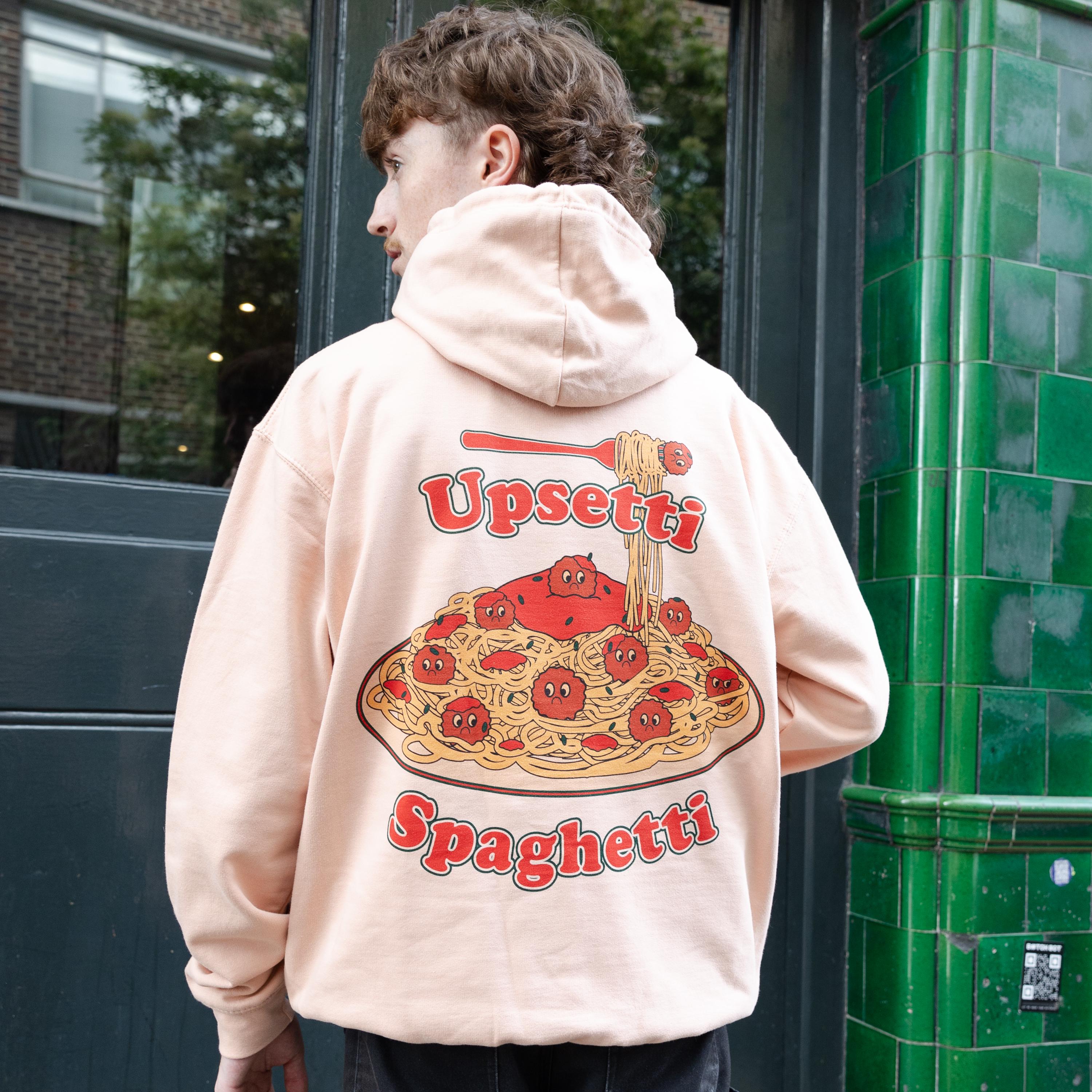 Upsetti Spaghetti Graphic Peach Hoodie - Etsy