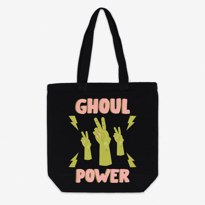 Ghoul Power Canvas Halloween Tote Bag