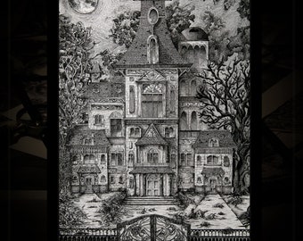 The Supreme Mansion - Poster A3 - Tirage - Art - Impression - Dessin à l'encre