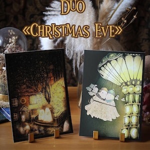 Duo "Christmas Eve" Duo de cartes A5 - Halloween Christmas Cute Mignon Fantôme Ghost Vintage Cottagecore Victorian Romantic