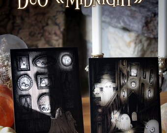 Duo "Midnight" - Cards - Ghosts - Halloween - Haunted - Manor - Spooky - Creepy