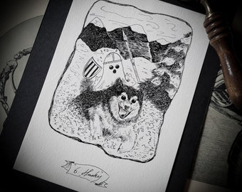 Inktober #6 Husky - Ghost- Halloween - Spooky - Creepy - Illustration - Drawing