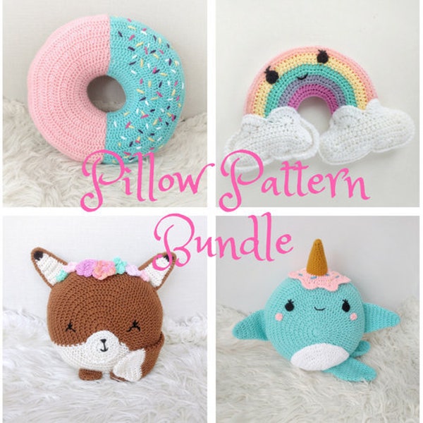 crochet pattern/ crochet Pillows/ Donut pillow/ fox pillow/ whale pillow/ rainbow/ rainbow baby/ crochet patterns/
