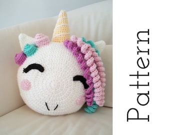 Crochet Unicorn Pillow Pattern/ Pastel Unicorn pillow/ Crochet pillow pattern/ Unicorn christmas gift/ Unicorn room decor